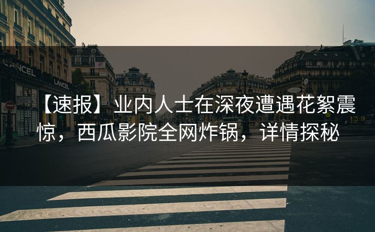 【速报】业内人士在深夜遭遇花絮震惊，西瓜影院全网炸锅，详情探秘
