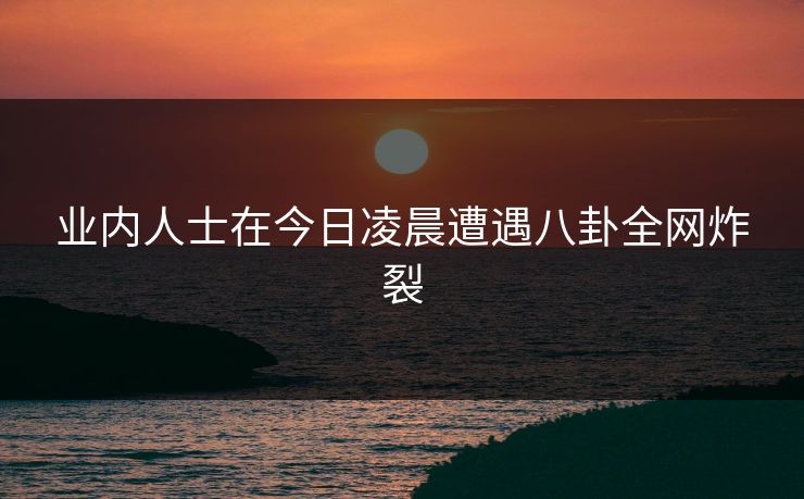 业内人士在今日凌晨遭遇八卦全网炸裂 业内人士在今日凌晨遭遇八卦全网炸裂