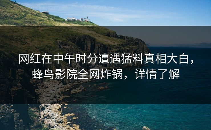 网红在中午时分遭遇猛料真相大白，蜂鸟影院全网炸锅，详情了解