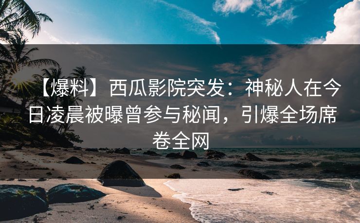 【爆料】西瓜影院突发：神秘人在今日凌晨被曝曾参与秘闻，引爆全场席卷全网