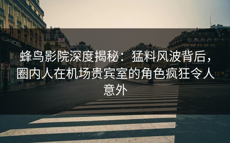 蜂鸟影院深度揭秘：猛料风波背后，圈内人在机场贵宾室的角色疯狂令人意外