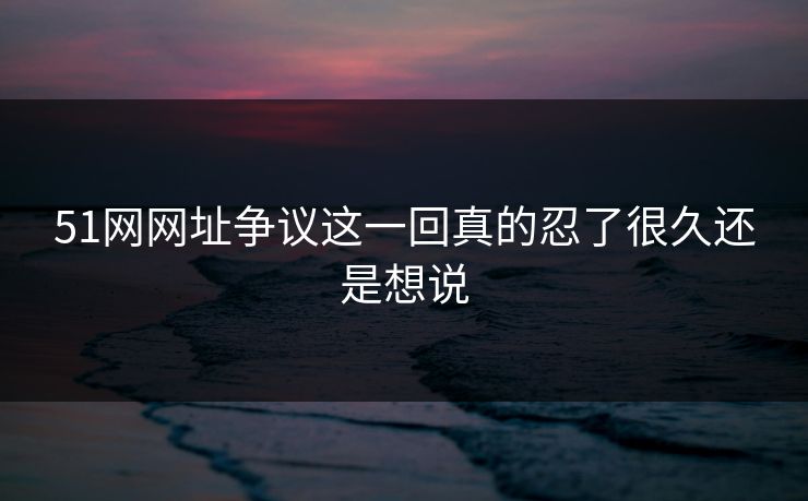 51网网址争议这一回真的忍了很久还是想说